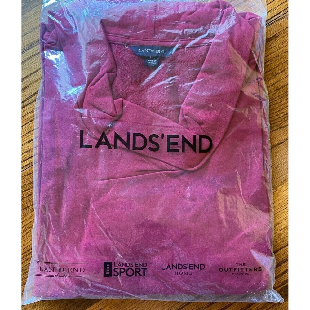 Lands End Womens Long-Sleeve Burgundy Polo Shirt Size Large 14-16